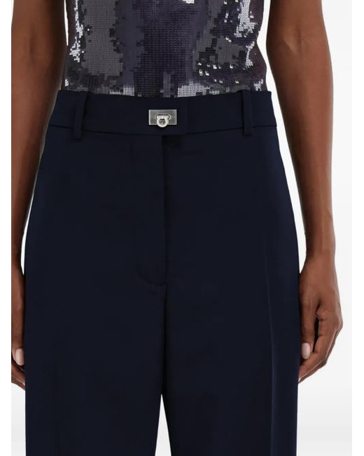 Ferragamo Blue Cashmere Blend Tailored Trousers