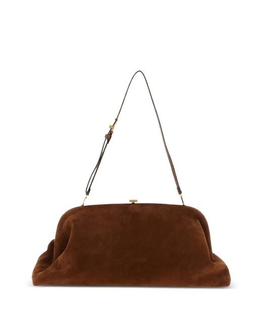Alberta Ferretti Brown Suede Pressure Closure Clutch Bag