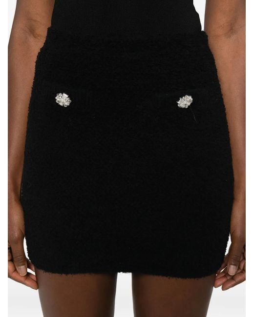 Self-Portrait Black Textured Mini Skirt