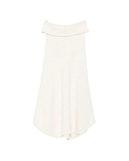 AYA MUSE White Kena Asymmetric Knitted Maxi Skirt