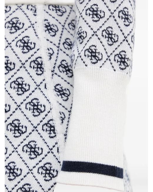 Guess White Logo-Patterned Sweater