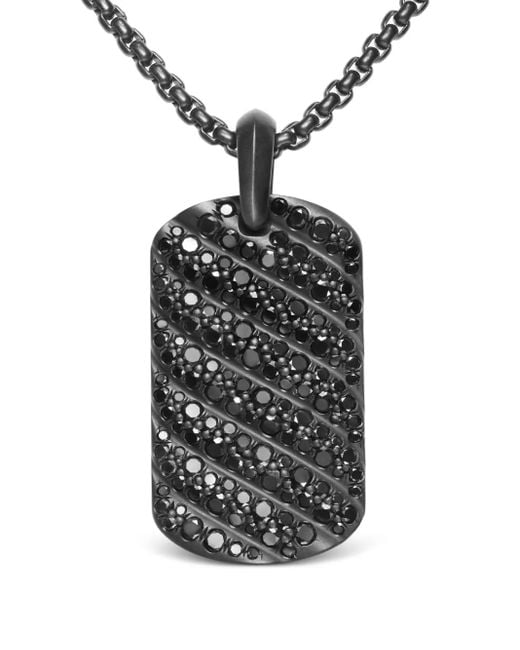 David Yurman Black Sculpted Cable Diamond Tag for men