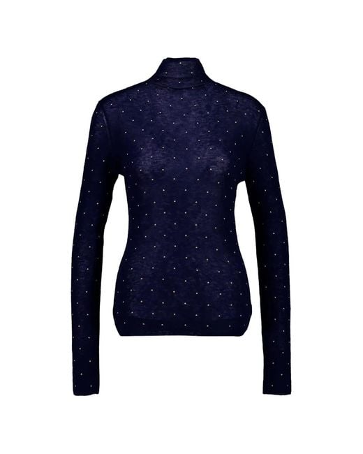 Rabanne Blue Long-Sleeved Turtleneck Wool