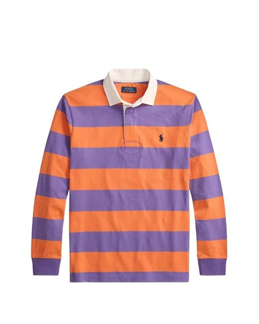 Polo Ralph Lauren Orange Polo Rayé À Manches Longues for men
