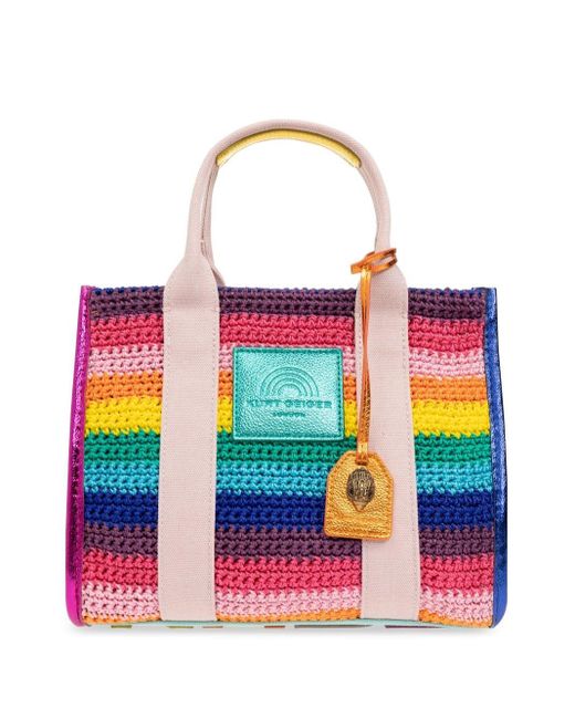 Kurt Geiger White Rainbow Crochet Tote Bag