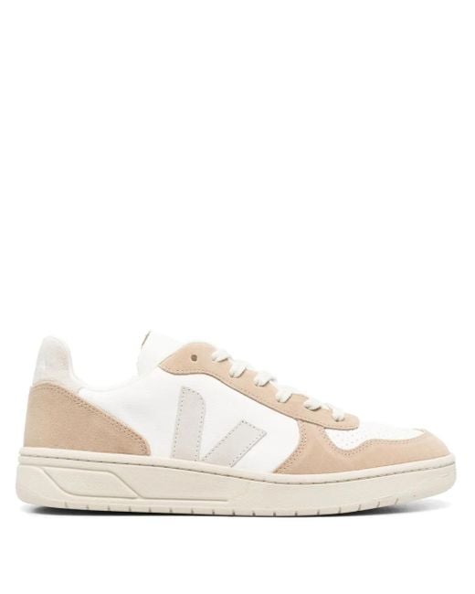 Veja White V-10 Two-tone Sneakers