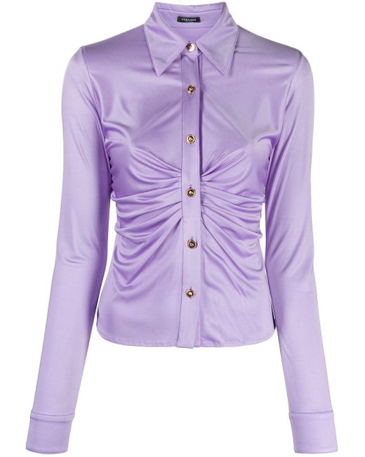 Versace Purple Ruched-front Blouse