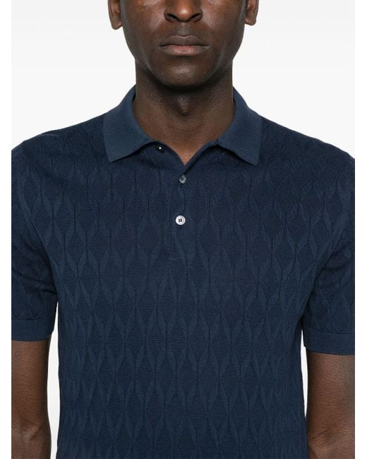 Fedeli Blue Textured Polo Shirt for men