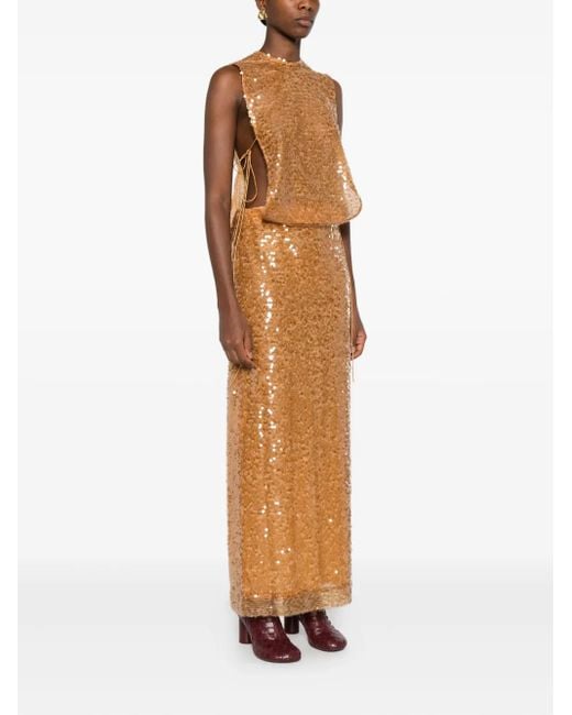 Christopher Esber Natural Illuminate Sequin-Embellished Gown