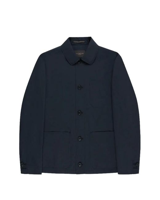 Incotex Blue Buttoned Shirt Jacket for men