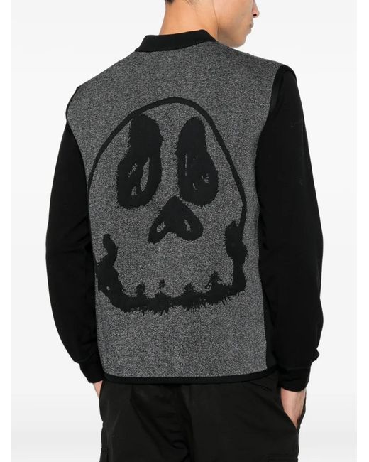 Y-3 Gray Skull-Print Zip-Up Gilet for men
