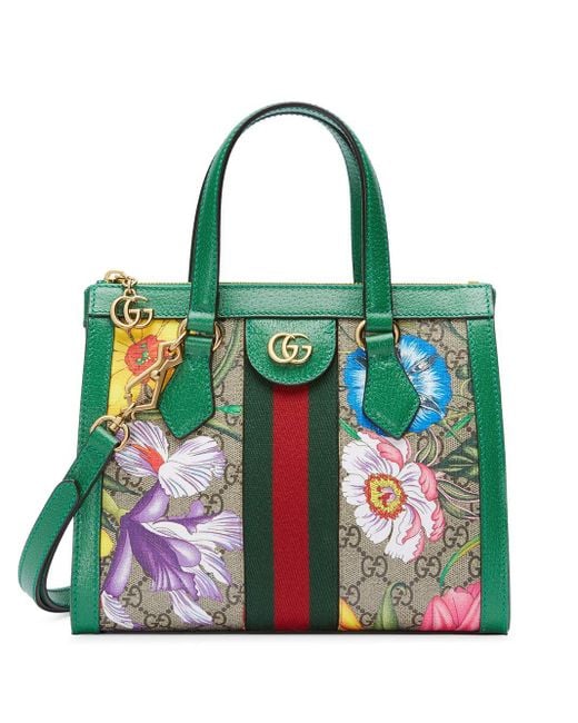 Gucci Green Ophidia Floral Pattern Tote Bag