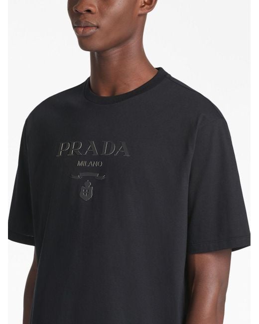 Prada T-shirt Met Ronde Hals in het Black voor heren