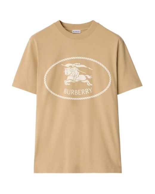 Burberry Natural Cotton Knight Stamp T-Shirt for men
