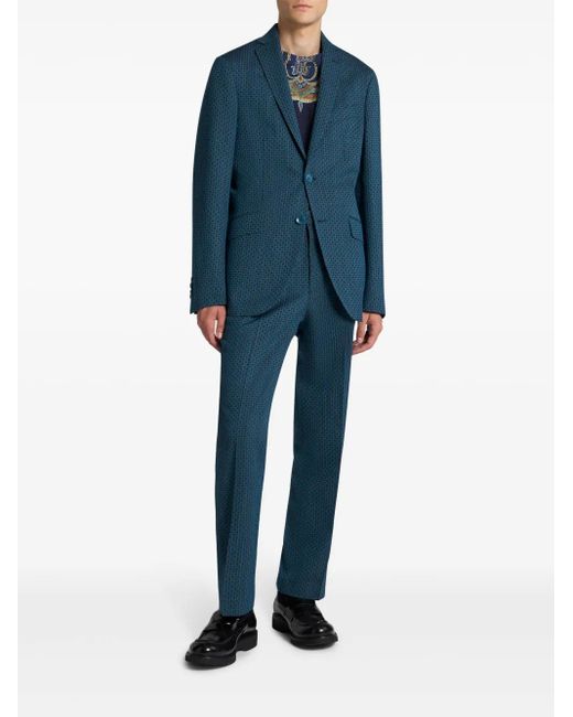 Etro Blue Checked Blazer for men