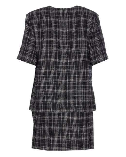 Pinko Black Check-Pattern Belted Mini Dress