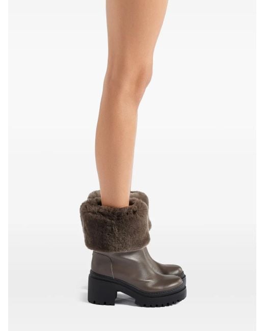 Giuseppe Zanotti Brown Mairi Fur-Cuff Boots