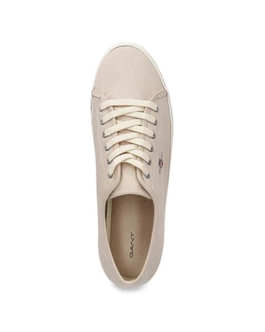 Gant White Lace-Up Logo-Embroidered Sneakers