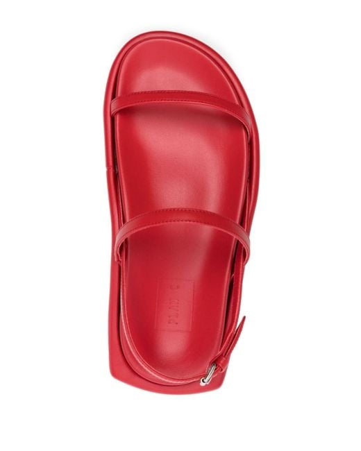 Plan C Red Chunky-sole Leather Sandals