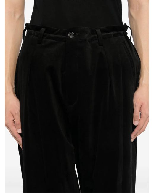 Yohji Yamamoto Black Velvet Tapered Trousers for men