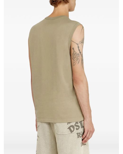 DIESEL Natural Cotton Tank Top With Metallic Oval D for men