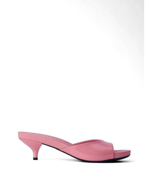 Prada Pink Open-Toe Leather Heeled Sandals