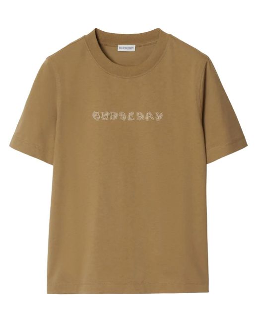 Burberry Natural T-Shirt Mit Paisley-Logo