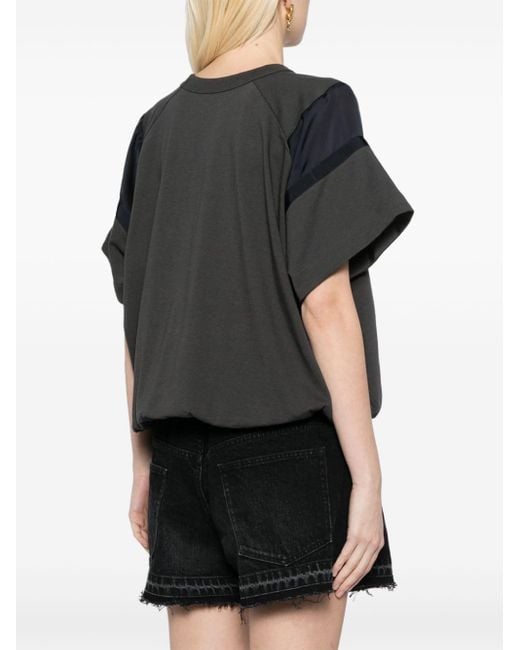 Sacai Black Drawstring-hem Cotton Shirt