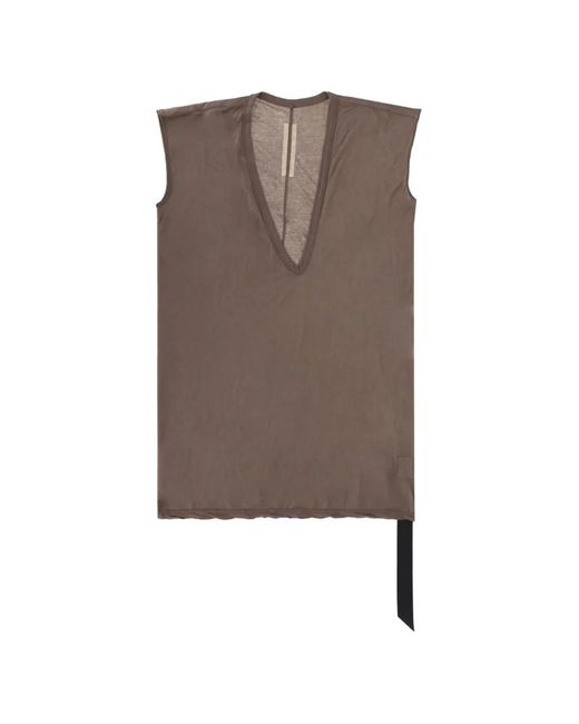 Rick Owens Brown T-Shirt Dylan Sans Manches À Col V for men