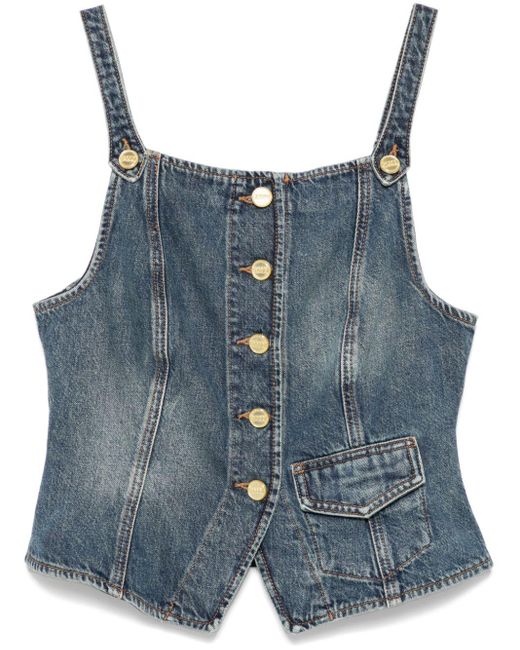 Ganni Blue Denim Tank Top