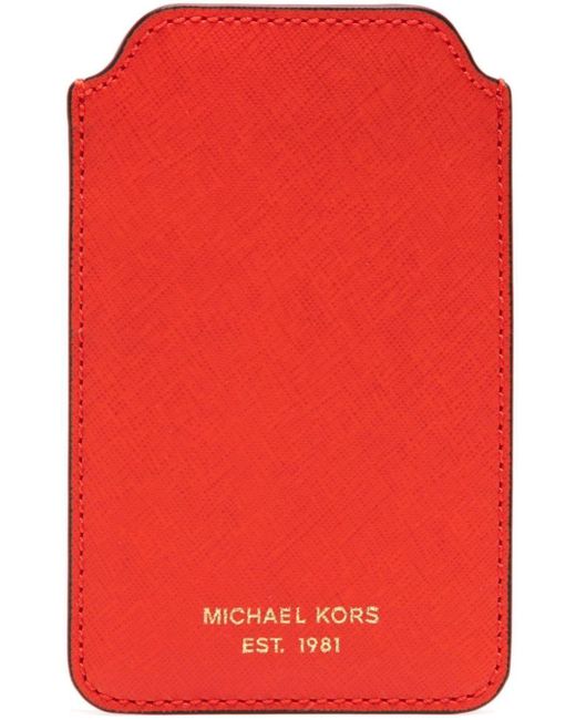 Michael Kors Red Logo-print Leather Phone Case