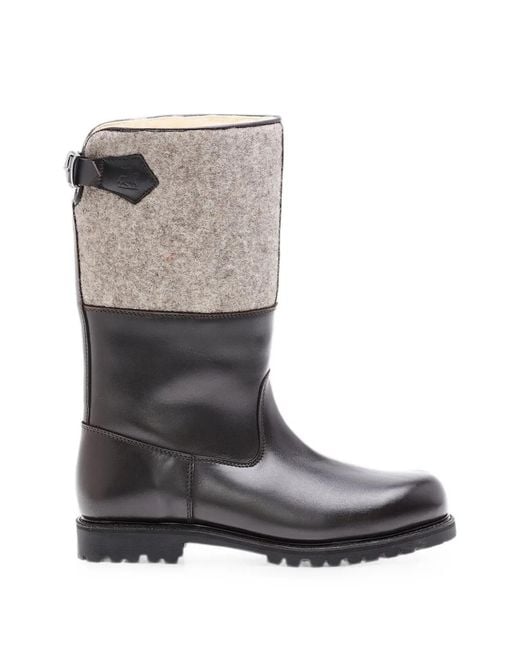 Ludwig Reiter Gray Maronibrater Felt-Panelled Leather Boots for men