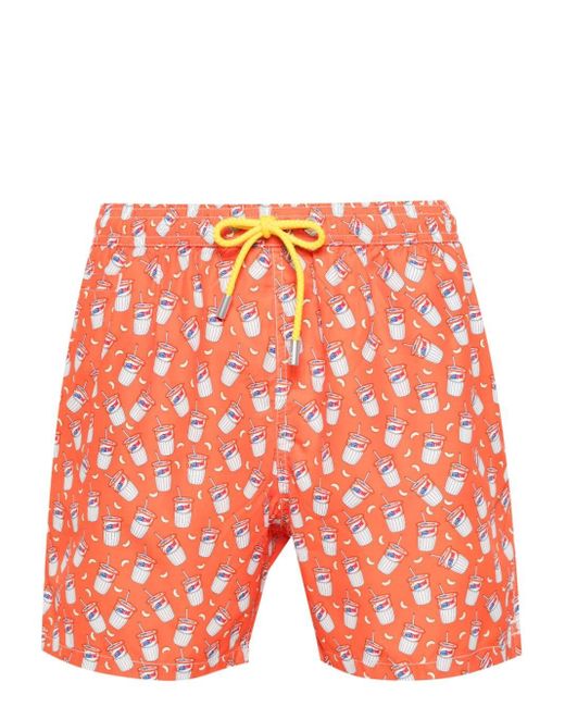 Mc2 Saint Barth Orange Tea Fresh- Print Swim Shorts for men