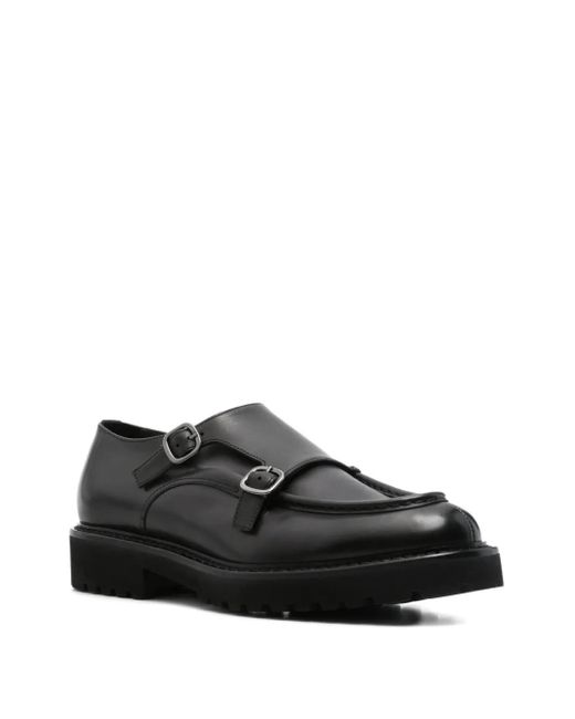Doucal's Black Double-buckle Monk Shoes for men