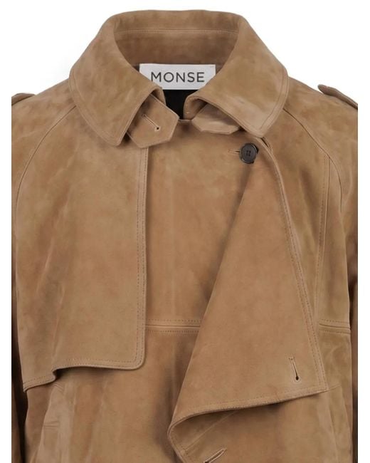 Monse Brown Cascade-Panel Suede Jacket