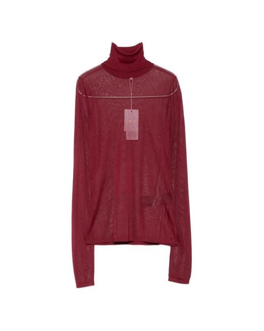Zimmermann Red Fine-Knit High-Neck Sweater