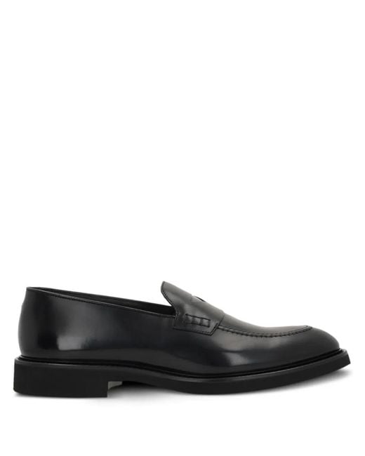 Doucal's Black Leather Loafers for men