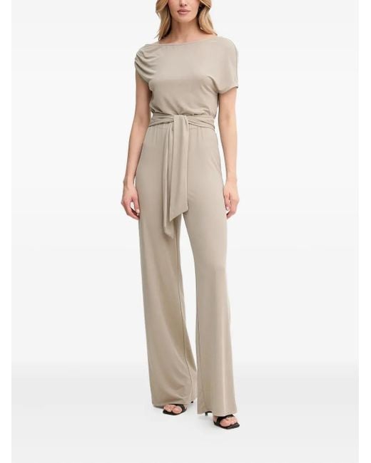 Guess Natural Draped-Neckline Belted Jumpsuit