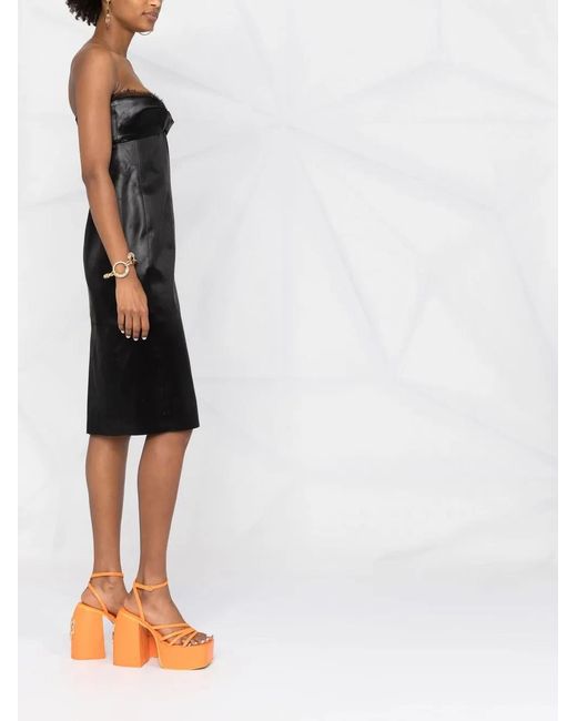 Saint Laurent Black Strapless Mid-Length Dress