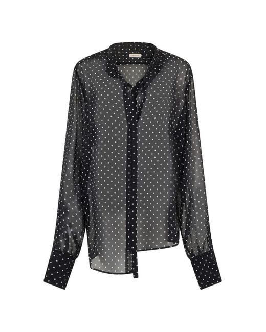 The Mannei Gray Polka-Dot Asymmetric Blouse