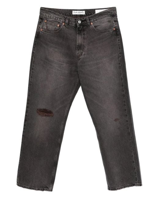 Our Legacy Gray Third Cut Ripped-Detail Jeans for men