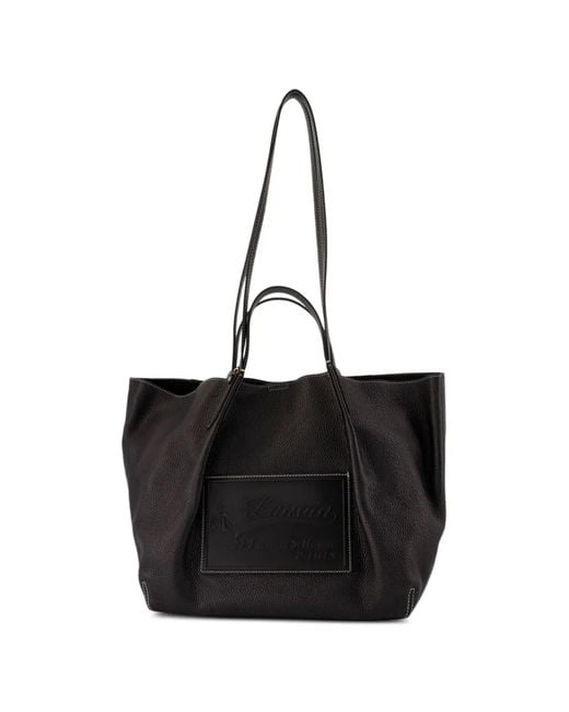 Lanvin Black Catch Tote Bag Mit Logo-Patch