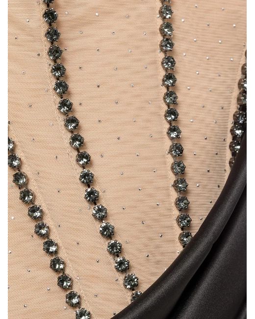 Nissa Black Crystal-Embellished Satin Maxi Dress