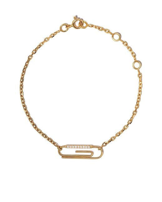 Aurelie Bidermann Metallic 18Kt Paper Clip Diamond Bracelet