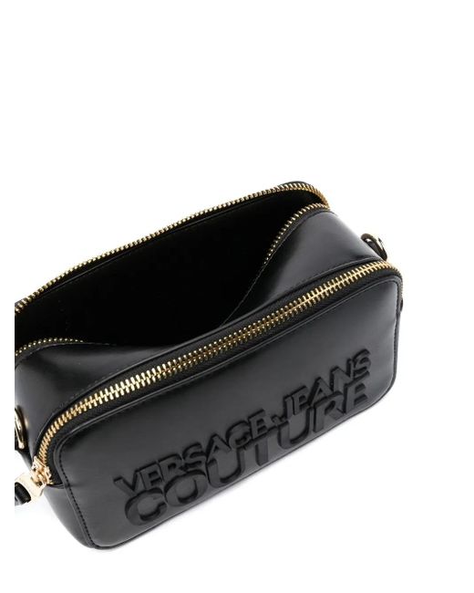 Versace Jeans Couture Black Logo-Lettering Crossbody Bag