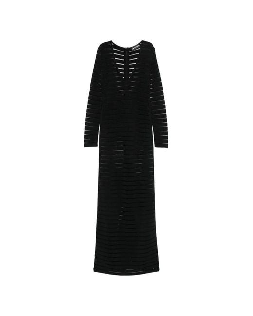 David Koma Black V-Neck Openwork Maxi Dress