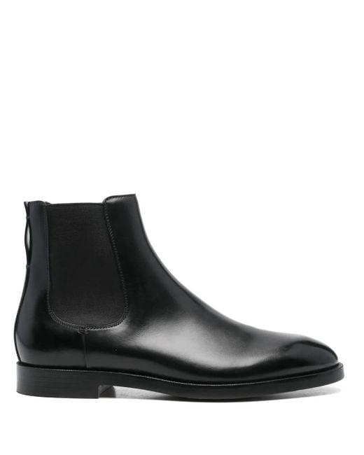 Zegna Black Leather Ankle Boots for men