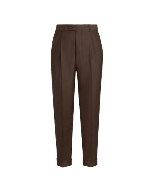 Brunello Cucinelli Brown Virgin-Wool And Cashmere Trousers With Pleat for men