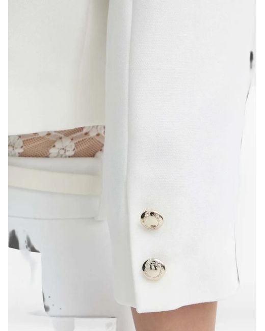 Morgan White Button-Cuff Cropped Jacket