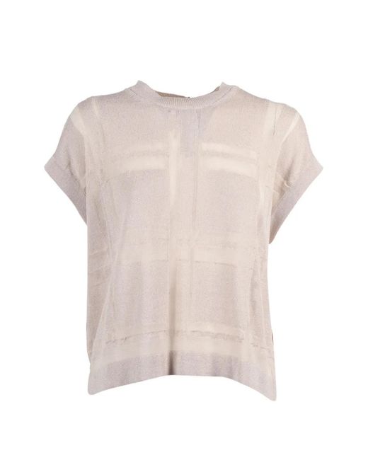 Peserico Pink Check-Pattern Metallic-Thread Top